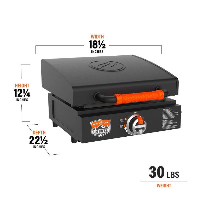 slide 2 of 4, Blackstone On-The-Go Tabletop Griddle with Hood Model 12500 btu #1900 Black, 1 ct