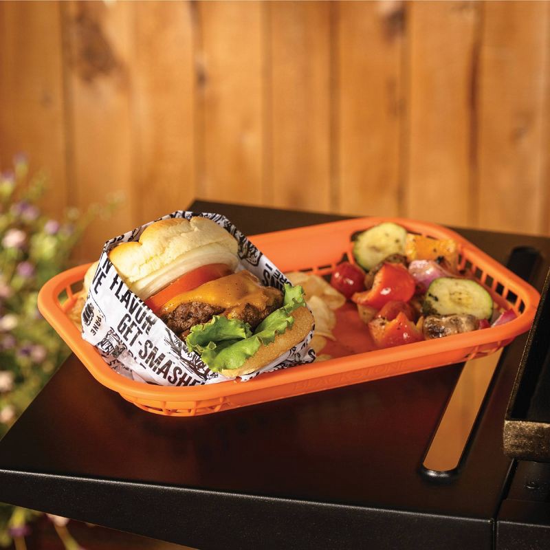 slide 3 of 4, Blackstone 4pc Burger Baskets with Liners Grill Tool Set Orange, 4 ct