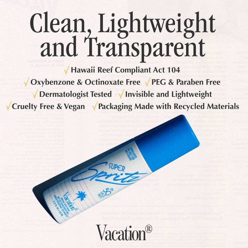 slide 2 of 10, Vacation Super Spritz Face Mist - SPF 50 - 1 fl oz, 50 ct; 1 fl oz