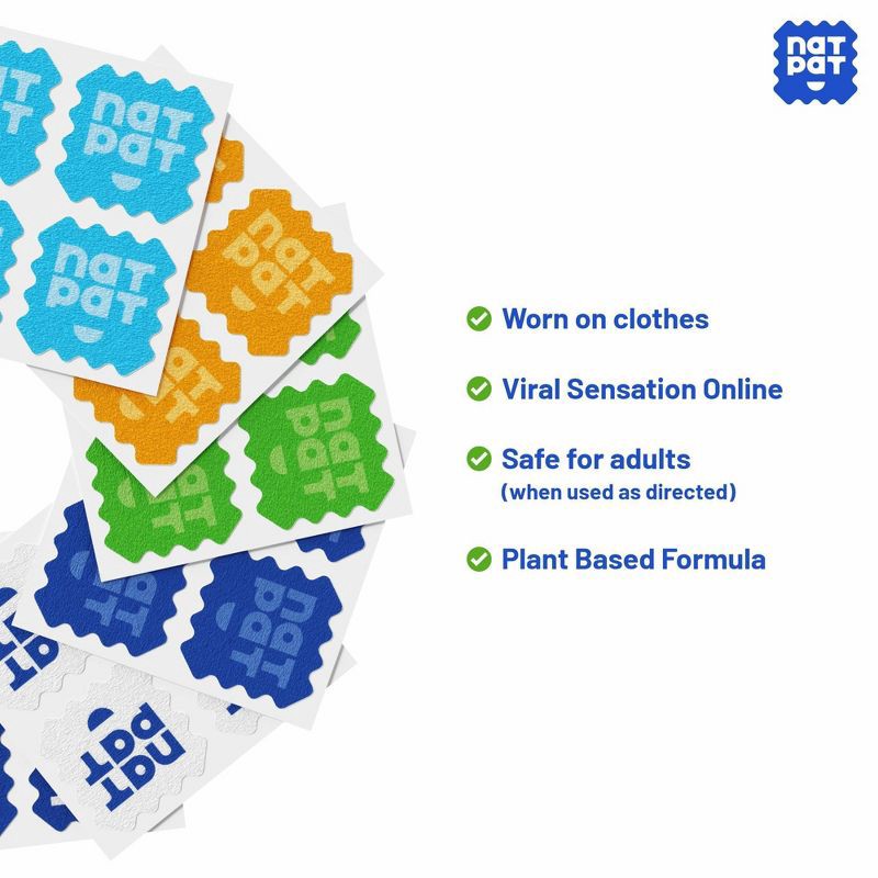 slide 6 of 9, NATPAT 24ct "BuzzPatch" Adult Mosquito Repellent Stickers Natural and Non-Toxic Ideal for Camping and Travel, 24 ct