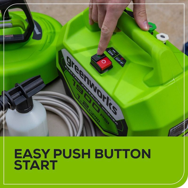 slide 3 of 9, Greenworks 1900 PSI 1.2 GPM Electric Pressure Washer, 1 ct