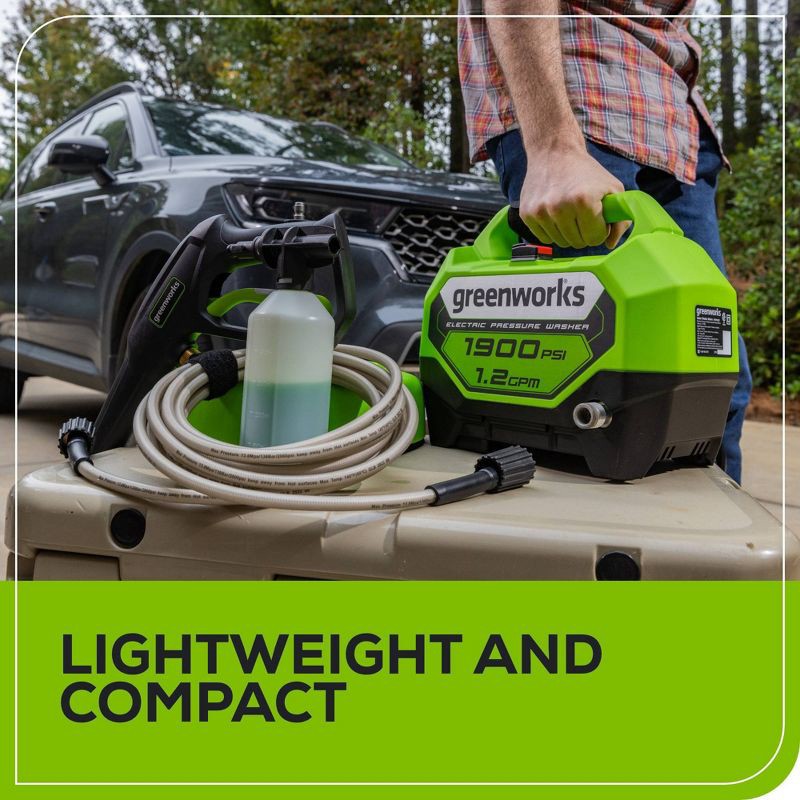 slide 5 of 9, Greenworks 1900 PSI 1.2 GPM Electric Pressure Washer, 1 ct