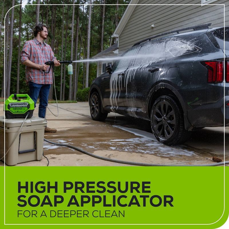 slide 6 of 9, Greenworks 1900 PSI 1.2 GPM Electric Pressure Washer, 1 ct