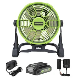 Greenworks POWERALL 24V 10" Cordless Hybrid Fan with 2.0Ah Battery and Charger