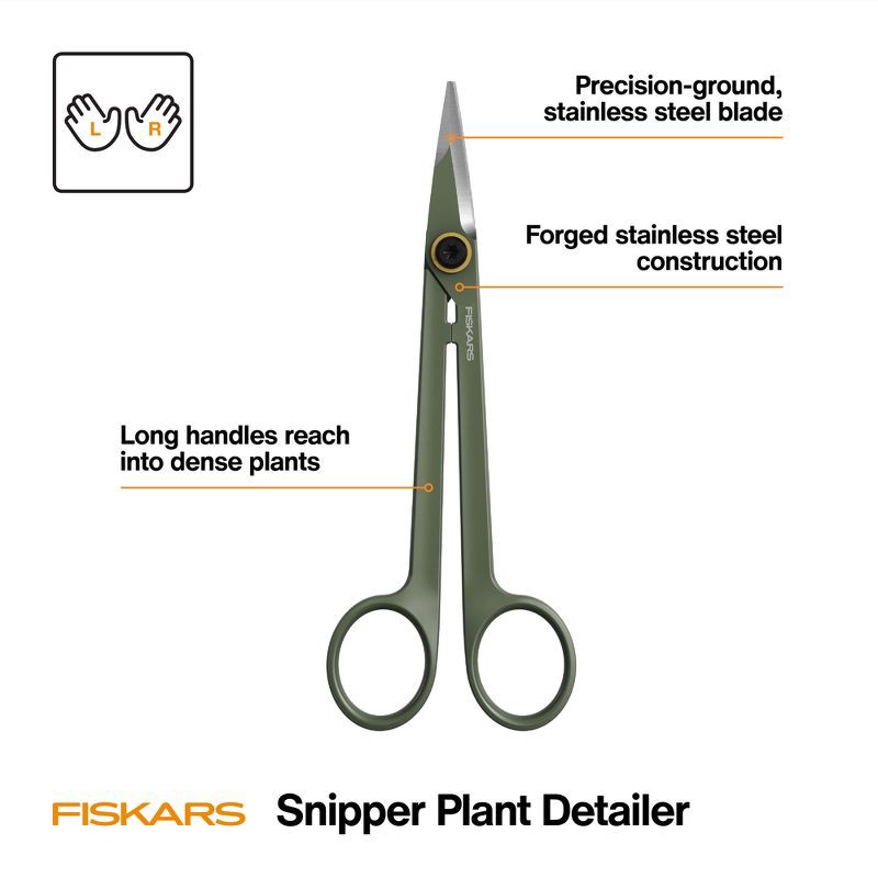 slide 3 of 10, Fiskars 2.5" Long Reach Detailing Snip Garden Shears, 1 ct