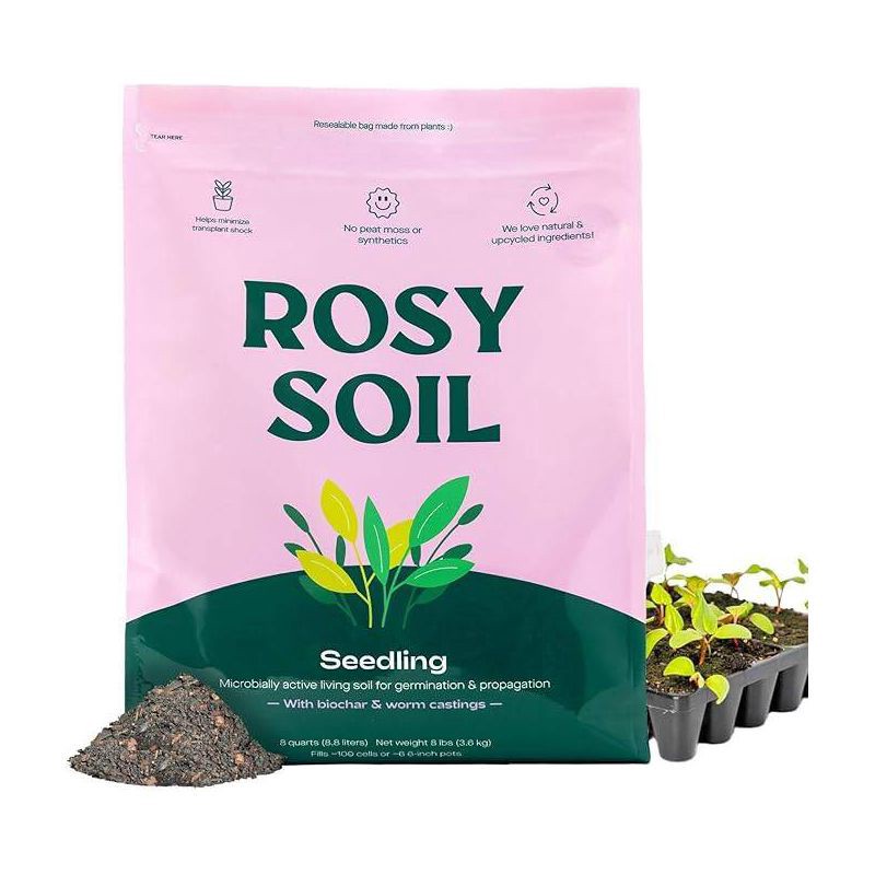 slide 1 of 10, Rosy Soil 4qt Seedling Mix, 4 qt