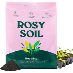 Rosy Soil 4qt Seedling Starting Potting Mix Organic Soil Blend for Seeds, Cuttings, Microgreens- Enriched w/Worm Castings, Root-Boosting Biochar