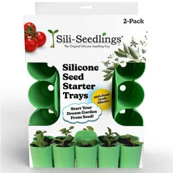 Sili-Seedlings 2pk 10 cell Seed Starter Silicone Outdoor Planter Jade Green