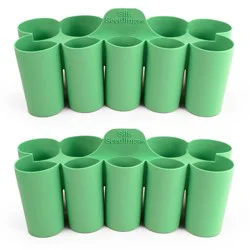 Sili-Seedlings 2pk 10 cell Seed Starter Silicone Outdoor Planter Jade Green