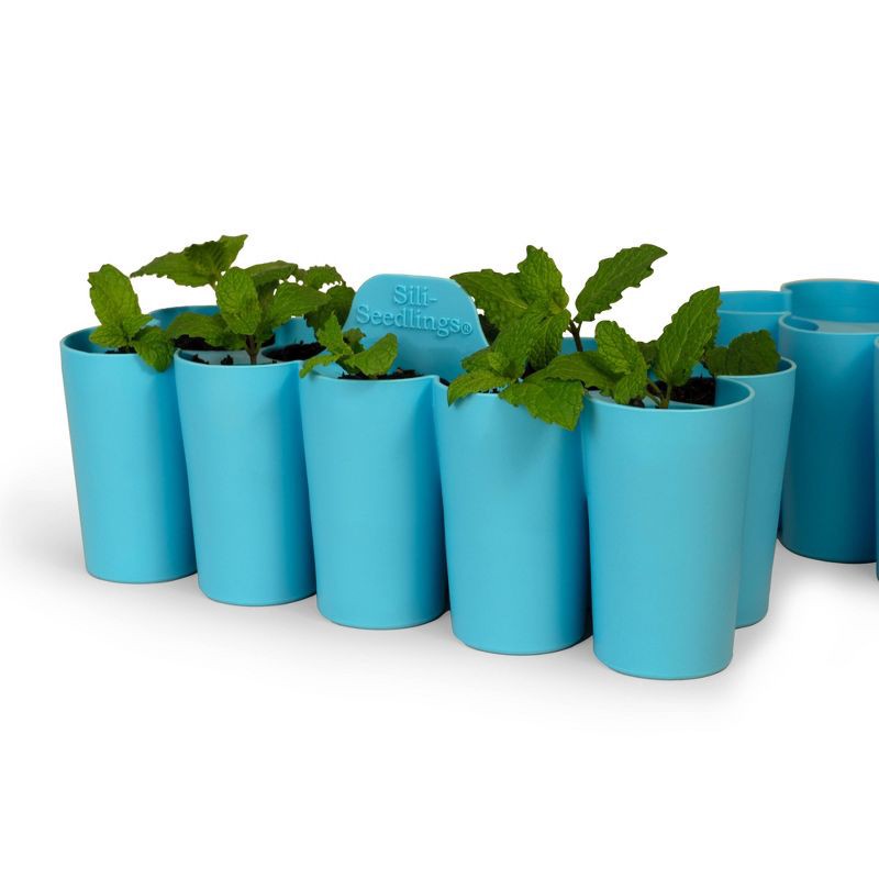 slide 3 of 7, Sili-Seedlings 2pk 10 cell Seed Starter Silicone Outdoor Planter Opal Blue, 2 ct