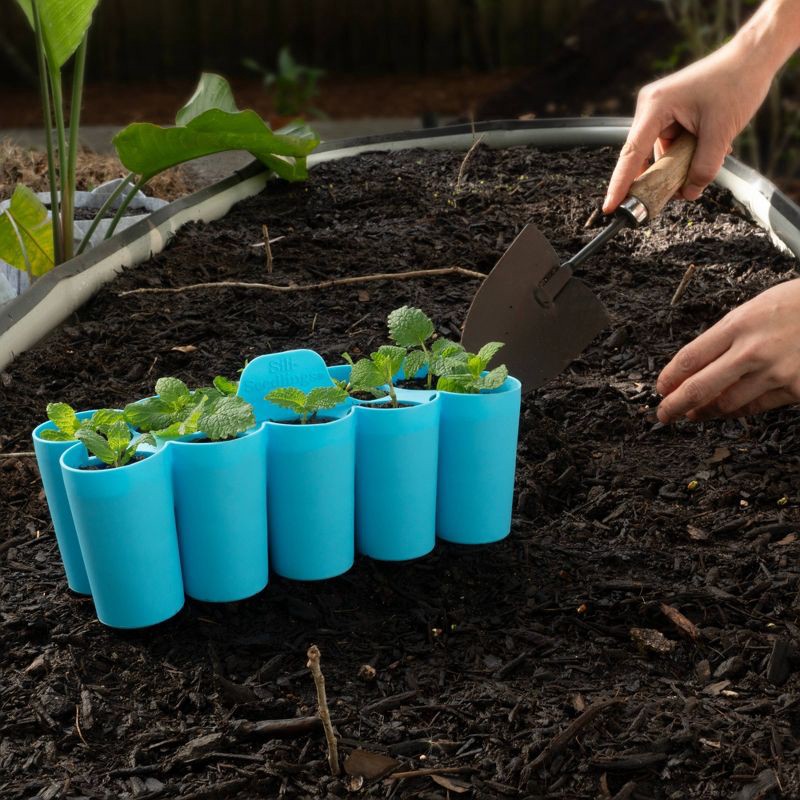 slide 4 of 7, Sili-Seedlings 2pk 10 cell Seed Starter Silicone Outdoor Planter Opal Blue, 2 ct