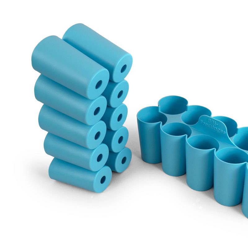 slide 5 of 7, Sili-Seedlings 2pk 10 cell Seed Starter Silicone Outdoor Planter Opal Blue, 2 ct