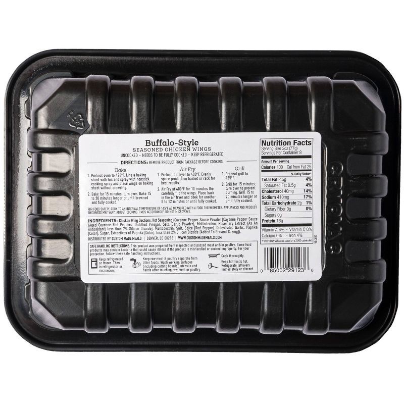 slide 3 of 3, Custom Made Meals Buffalo-Style Seasoned Chicken Wings - 1.35lbs, 1.35 lb