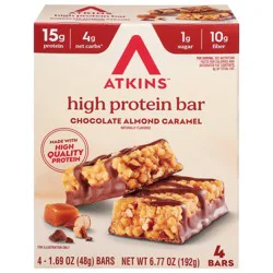 Atkins Chocolate Almond Caramel High Protein Bar - 4 x 1.69 oz Bars