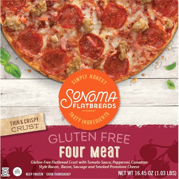 slide 1 of 1, Sonoma Flatbreads Four Meat Gluten Free Pizza, 16.45 oz