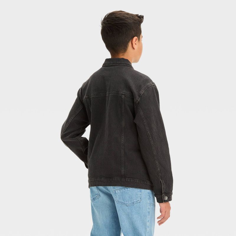 slide 2 of 3, Boys' Denim Trucker Jacket - art class™ Black M: Midweight, Inside Pocket, 4 Pockets, 1 ct