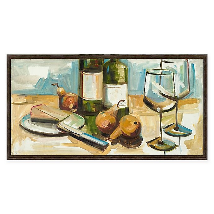 slide 1 of 1, Artissimo Designs Pears Well with Wine Framed Canvas, 25 in x 13 in