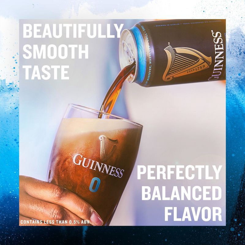 slide 3 of 9, Guinness 0 Non-Alcoholic Draught Beer - 4pk/14.9 fl oz Cans, 4 ct, 14.9 fl oz