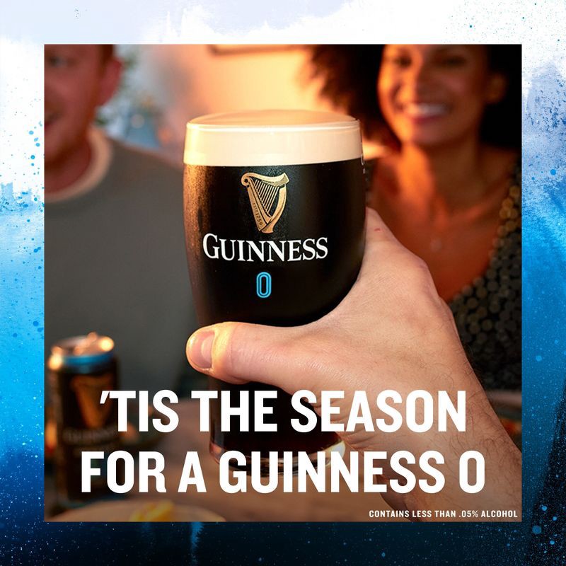 slide 5 of 9, Guinness 0 Non-Alcoholic Draught Beer - 4pk/14.9 fl oz Cans, 4 ct, 14.9 fl oz