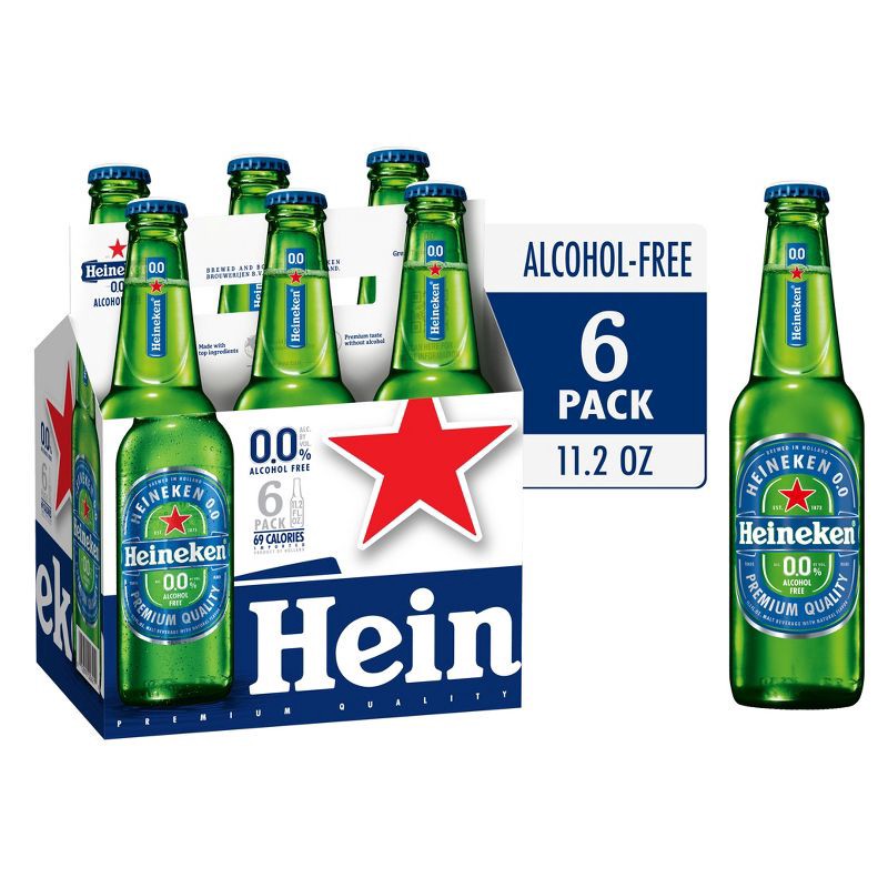 slide 5 of 8, Heineken 0.0 Non-Alcoholic Beer - 6pk/11.2 fl oz Bottles, 6 ct; 11.2 fl oz