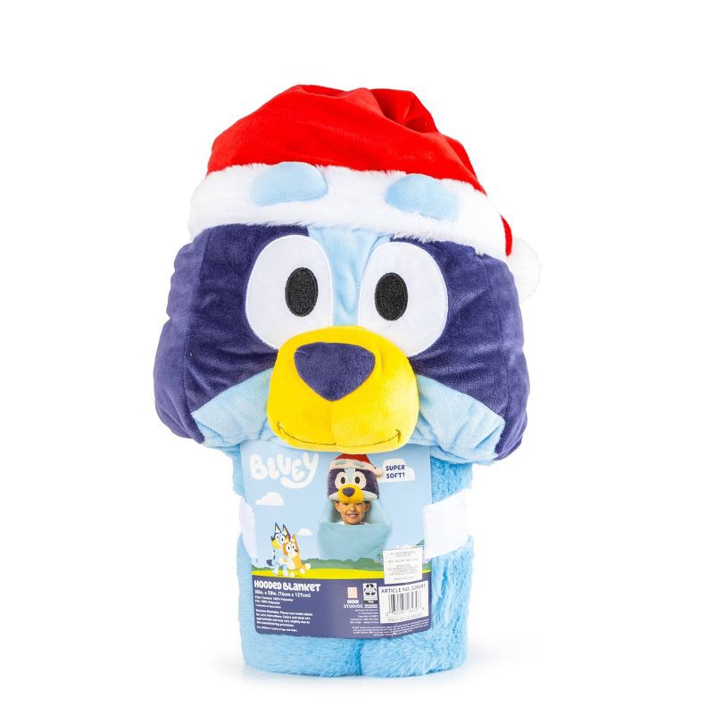 slide 1 of 4, Bluey Santa Hat Hooded Blanket, 1 ct