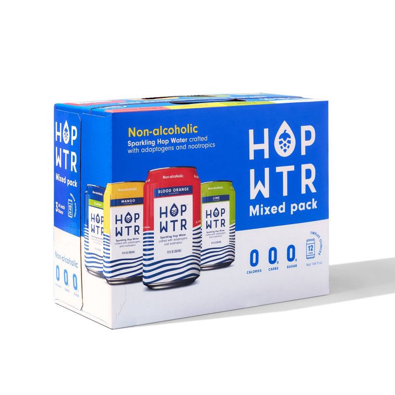 slide 1 of 5, HOP WTR Variety Pack Non-Alcoholic - 12pk/12 fl oz Cans, 12 ct; 12 fl oz