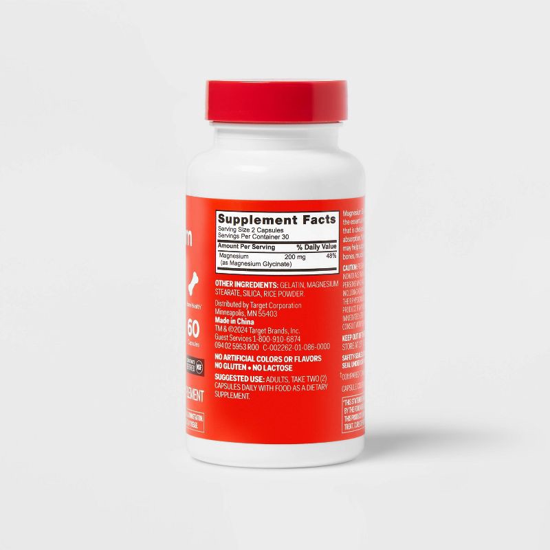 slide 3 of 5, Magnesium Glycinate Dietary Supplements - 200mg Capsule - 60ct - up&up™, 200mg, 60 ct