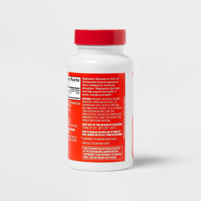 slide 4 of 5, Magnesium Glycinate Dietary Supplements - 200mg Capsule - 60ct - up&up™, 200mg, 60 ct