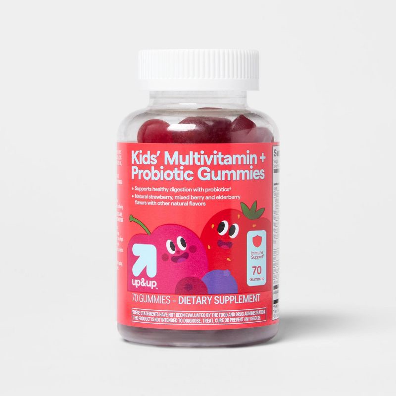 slide 1 of 5, Kids' Multivitamin + Probiotic Gummies - 70ct - up&up™, 70 ct