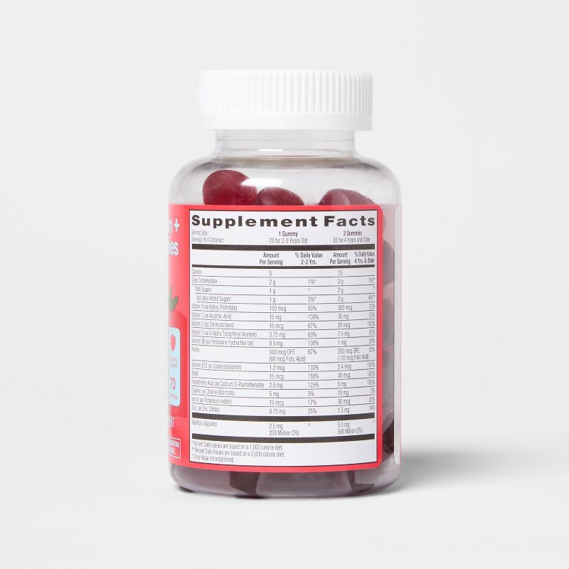 slide 3 of 5, Kids' Multivitamin + Probiotic Gummies - 70ct - up&up™, 70 ct
