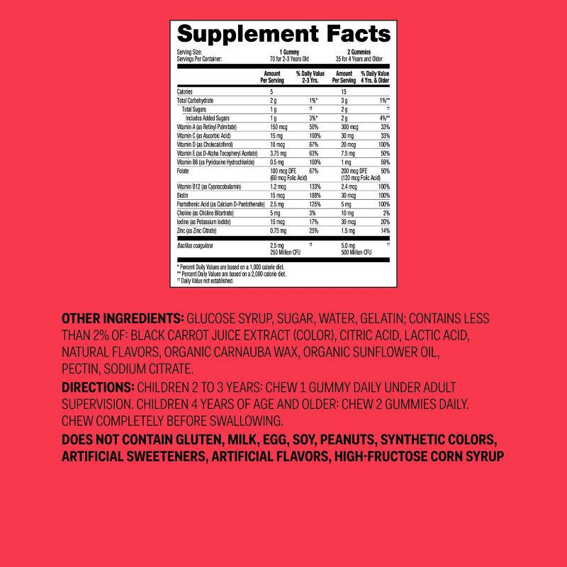slide 5 of 5, Kids' Multivitamin + Probiotic Gummies - 70ct - up&up™, 70 ct