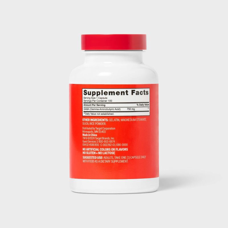 slide 3 of 5, GABA Dietary Supplements - 750mg Capsule - 100ct - up&up™, 750mg, 100 ct