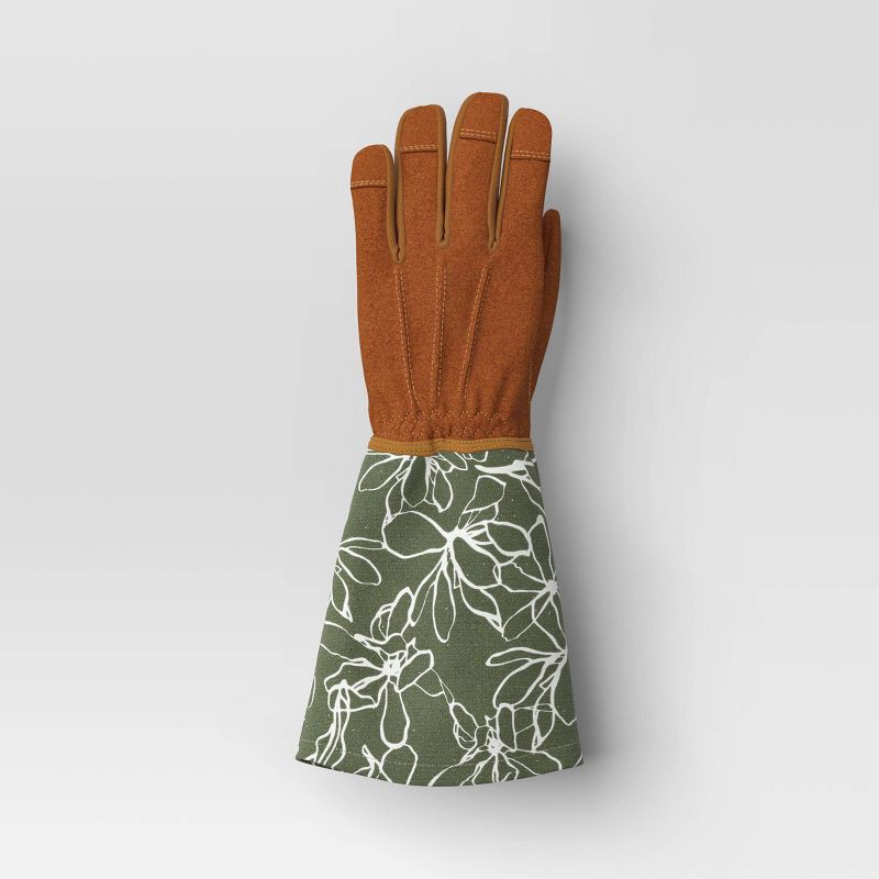 slide 3 of 3, Duck Canvas Scribble Floral Rose Picker Gloves One Size Green - Threshold™, 1 ct