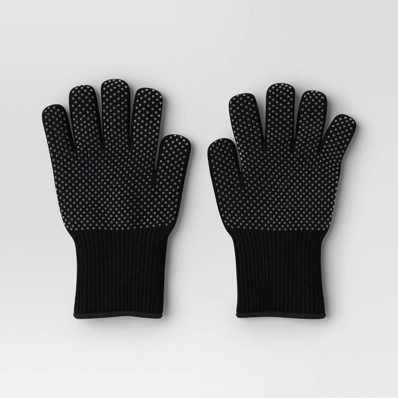 slide 4 of 4, Grilling Mitts and Apron Kitchen Textile Set Blue/Black - Room Essentials™, 1 ct