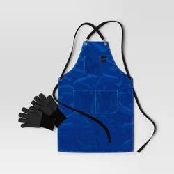 Grilling Mitts and Apron Kitchen Textile Set Blue/Black - Room Essentials™