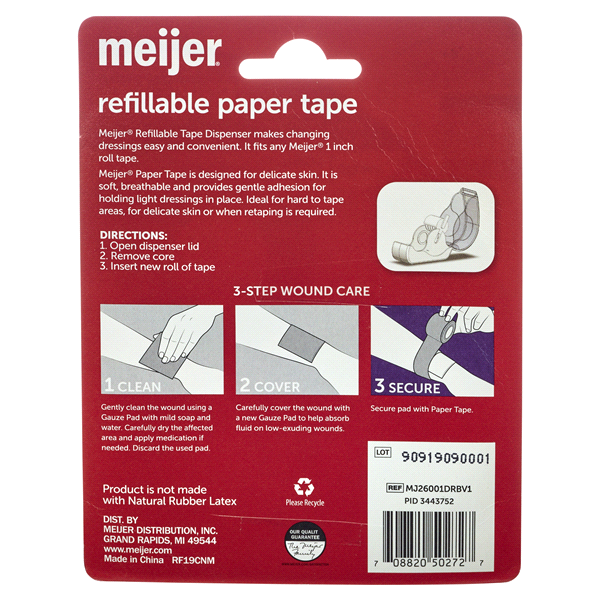 slide 5 of 5, Meijer Refillable Paper Tape Dispenser, 1" x 10 yds, 2 rolls