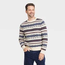 Men's Fair Isle Crewneck Pullover Sweater - Goodfellow & Co™ Cream M