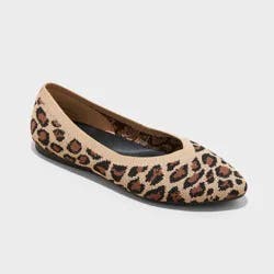 Women's Claire Knit Washable Ballet Flats - A New Day™ Light Brown 7.5: Pull-On, Removable Footbed