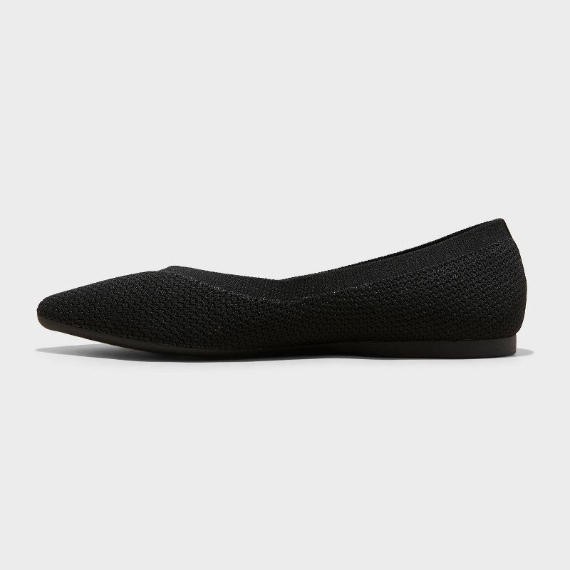slide 2 of 3, Women's Claire Knit Washable Ballet Flats - A New Day™ Black 6.5: Pull-On, Removable Footbed, 1 ct