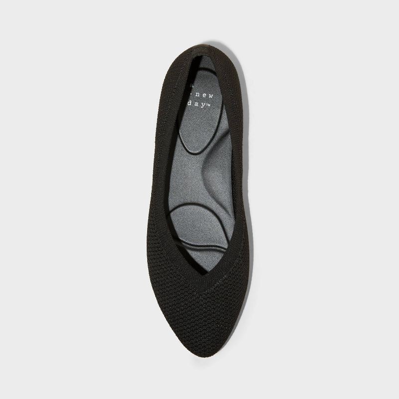 slide 3 of 3, Women's Claire Knit Washable Ballet Flats - A New Day™ Black 8: Pull-On, Machine Washable, Removable Footbed, 1 ct
