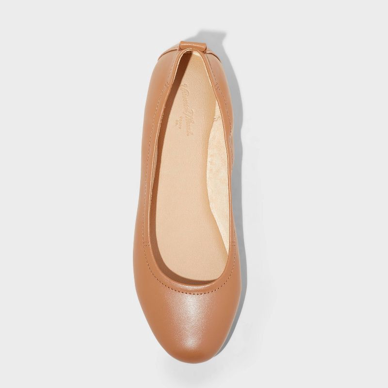 slide 3 of 4, Women's Danielle Scrunch Ballet Flats with Memory Foam Insole - Universal Thread™ Cognac 9.5: Pull-On, Flexible Outsole, 1 ct