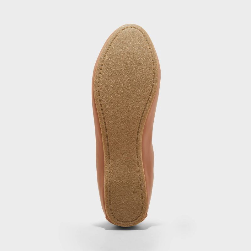 slide 4 of 4, Women's Danielle Scrunch Ballet Flats with Memory Foam Insole - Universal Thread™ Cognac 9.5: Pull-On, Flexible Outsole, 1 ct