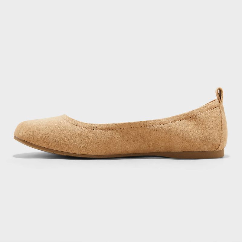 slide 2 of 4, Women's Danielle Scrunch Ballet Flats with Memory Foam Insole - Universal Thread™ Beige 7.5: Medium Width, Pull-On, 1 ct
