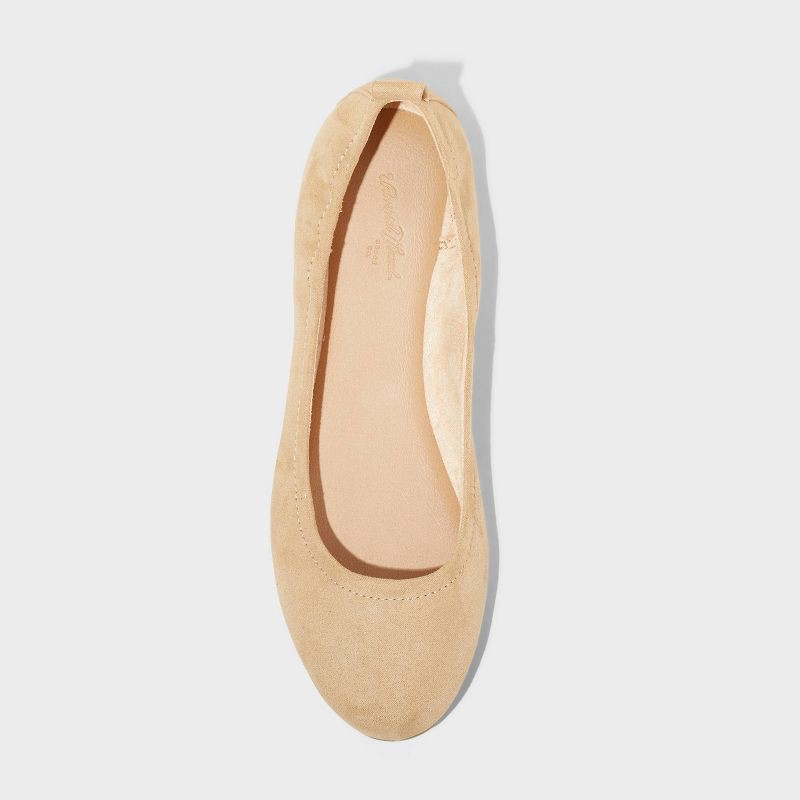 slide 3 of 4, Women's Danielle Scrunch Ballet Flats with Memory Foam Insole - Universal Thread™ Beige 11: Pull-On, Medium Width, Closed Round Toe, 1 ct