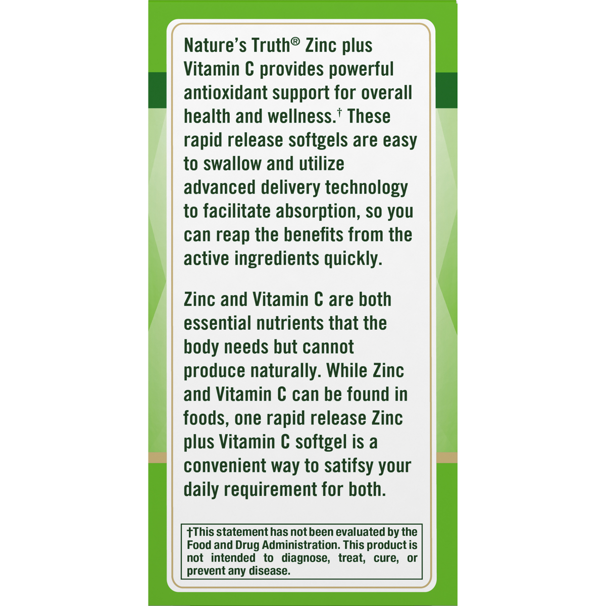 slide 4 of 4, Nature's Truth Rapid Release Liquid Softgels Plus Vitamin C Zinc, 120 ct
