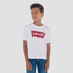 Levi's® Boys' Short Sleeve Batwing Logo T-Shirt - White L: Crew Neck, Midweight Cotton