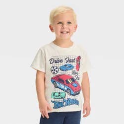 Toddler Boys' Hot Wheels Striped T-Shirt - Off-White 5T