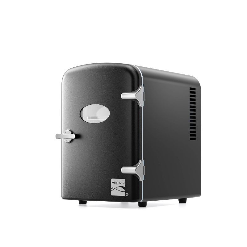 slide 3 of 9, Kenmore 6 can Mini Refrigerator: Countertop Tiny Fridge for Skincare & Makeup, 40°F Cooling, Black, 0.14 cu ft Capacity, 6 ct