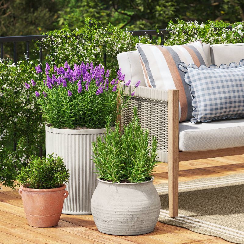 slide 2 of 4, Threshold designed w/Studio McGee Weathered Ribbed Composite Indoor Outdoor Planter Pot 15"x15"x18" Off-White - Threshold™ designed with Studio McGee, 1 ct