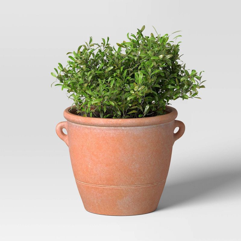 slide 3 of 4, Threshold designed w/Studio McGee Antique Ceramic Outdoor Planter Pot 13.31"x12.13" Terracotta Orange - Threshold™ designed with Studio McGee, 1 ct